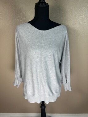 Max Studio Light Gray Dolman Sleeve Sweater Top Large